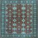 Square Machine Washable Persian Light Blue Traditional Rug, wshtr2612lblu