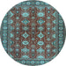 Round Machine Washable Persian Light Blue Traditional Rug, wshtr2612lblu