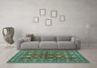 Machine Washable Persian Turquoise Traditional Area Rugs in a Living Room,, wshtr2612turq