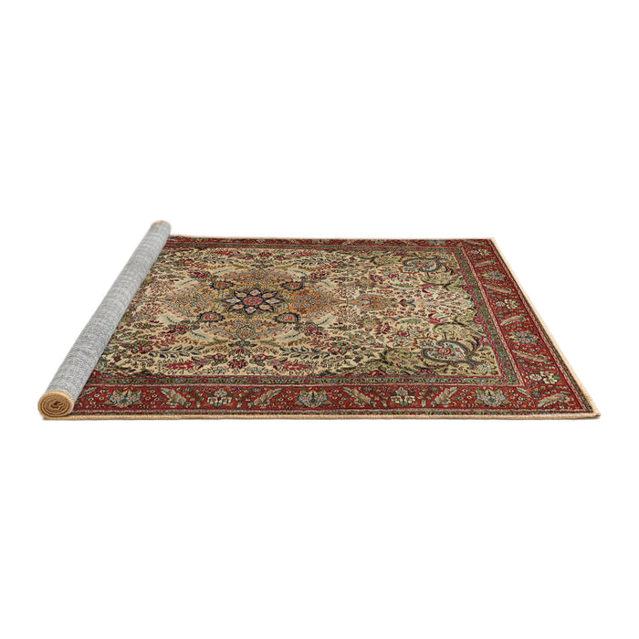 Sideview of Machine Washable Traditional Saffron Red Rug, wshtr2613