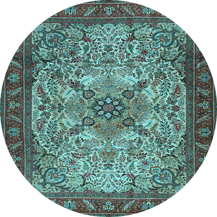 Round Persian Light Blue Traditional Rug, tr2613lblu