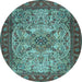 Round Persian Light Blue Traditional Rug, tr2613lblu