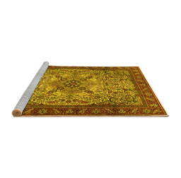 Sideview of Machine Washable Persian Yellow Traditional Rug, wshtr2613yw