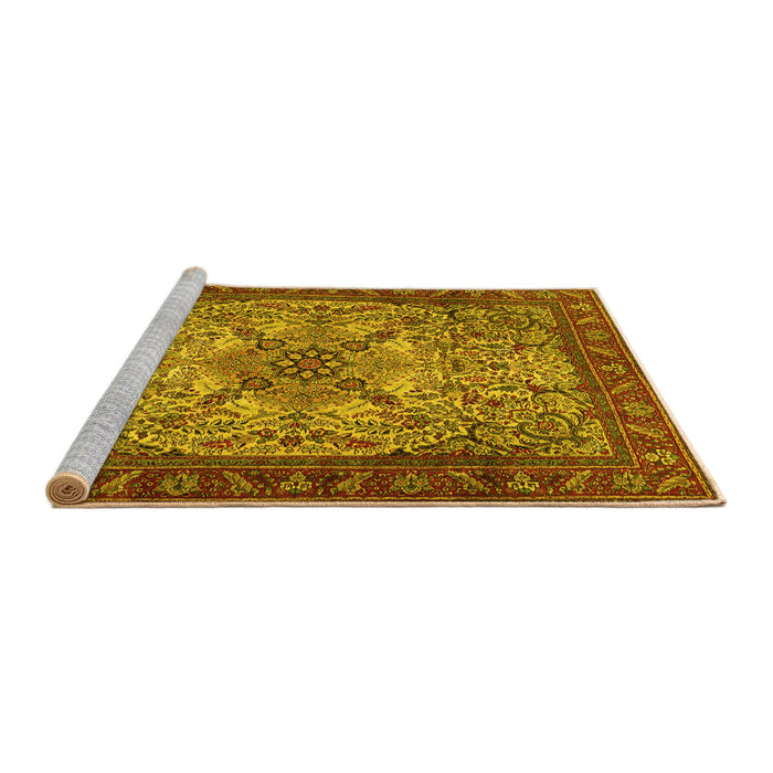 Sideview of Machine Washable Persian Yellow Traditional Rug, wshtr2613yw