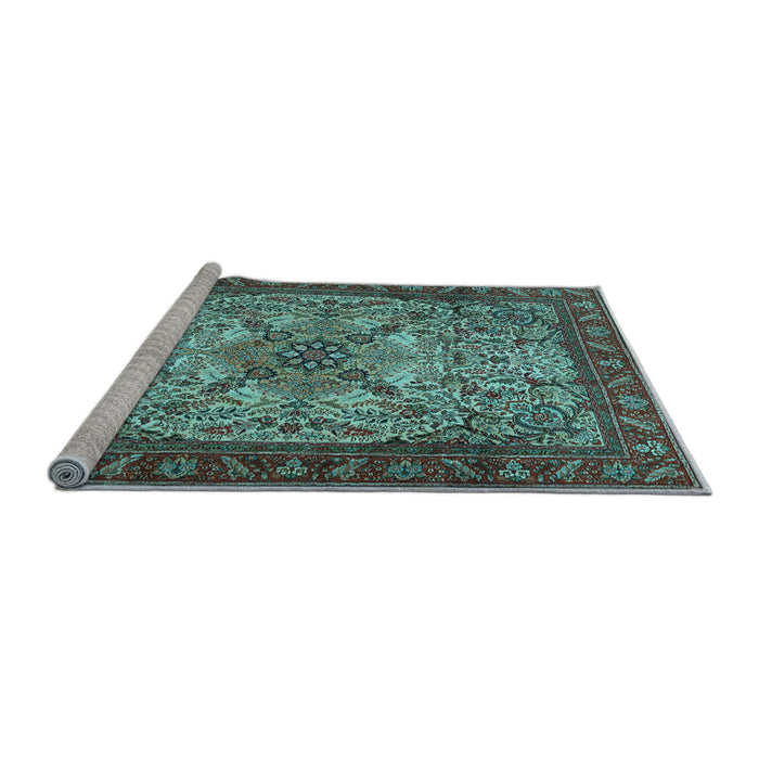 Sideview of Machine Washable Persian Light Blue Traditional Rug, wshtr2613lblu