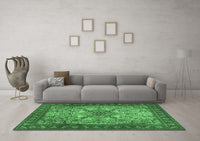 Machine Washable Persian Emerald Green Traditional Rug, wshtr2613emgrn