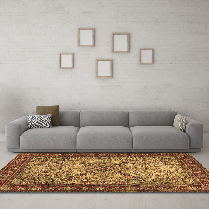 Machine Washable Persian Brown Traditional Rug in a Living Room,, wshtr2613brn