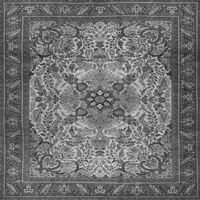 Round Machine Washable Persian Gray Traditional Rug, wshtr2613gry