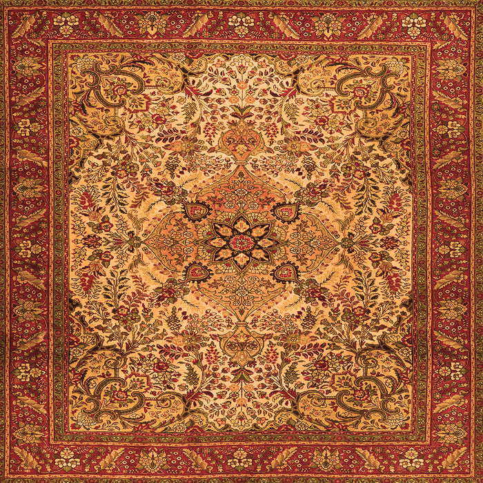 Round Machine Washable Persian Orange Traditional Area Rugs, wshtr2613org