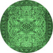 Round Persian Emerald Green Traditional Rug, tr2613emgrn