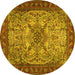 Round Persian Yellow Traditional Rug, tr2613yw