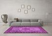 Machine Washable Persian Purple Traditional Area Rugs in a Living Room, wshtr2613pur