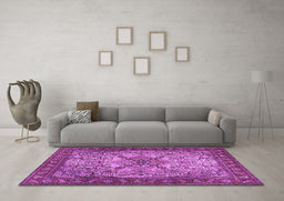 Machine Washable Persian Purple Traditional Area Rugs in a Living Room, wshtr2613pur