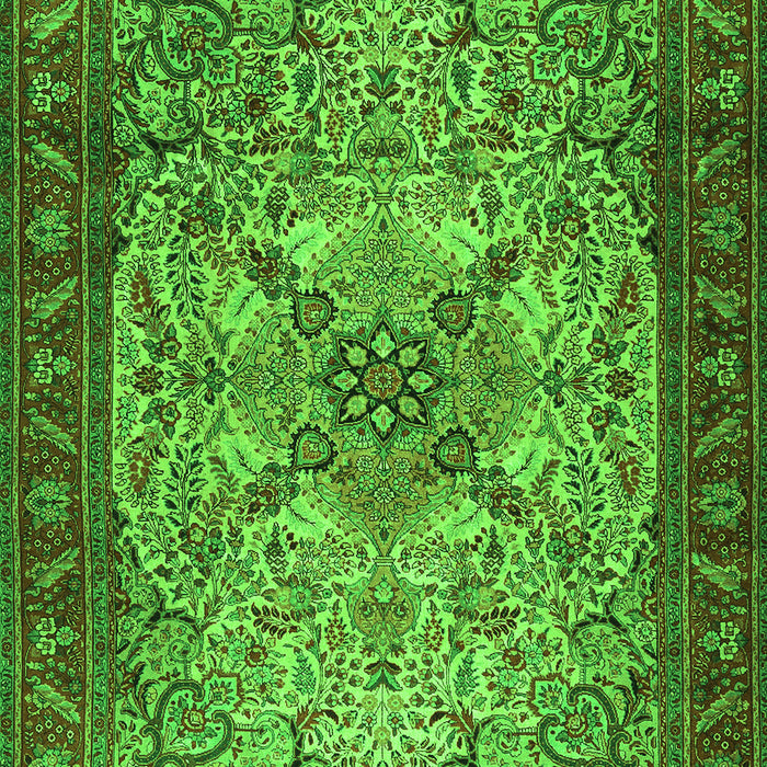 Serging Thickness of Machine Washable Persian Green Traditional Area Rugs, wshtr2613grn