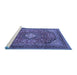 Sideview of Machine Washable Medallion Blue Traditional Rug, wshtr2614blu