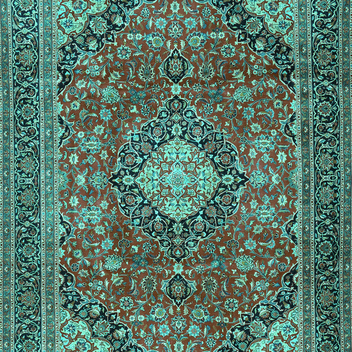 Machine Washable Medallion Turquoise Traditional Area Rugs, wshtr2614turq