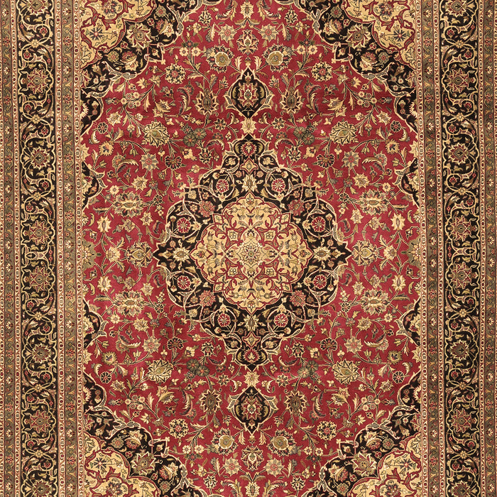 Machine Washable Medallion Brown Traditional Rug, wshtr2614brn