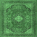 Square Medallion Emerald Green Traditional Rug, tr2614emgrn