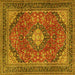 Square Medallion Yellow Traditional Rug, tr2614yw