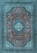 Medallion Light Blue Traditional Rug, tr2614lblu