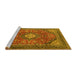 Sideview of Machine Washable Medallion Yellow Traditional Rug, wshtr2614yw