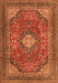 Serging Thickness of Machine Washable Medallion Orange Traditional Area Rugs, wshtr2614org