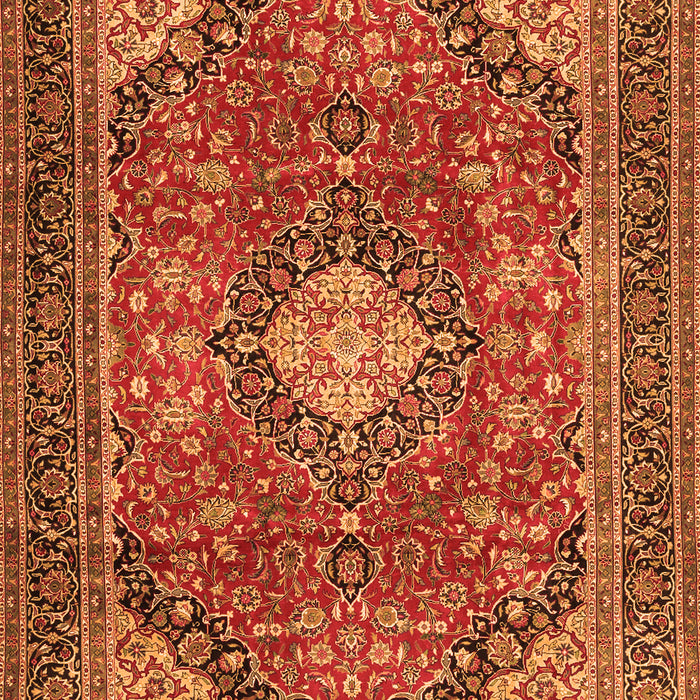 Serging Thickness of Machine Washable Medallion Orange Traditional Area Rugs, wshtr2614org