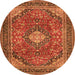 Square Medallion Orange Traditional Rug, tr2614org