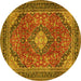 Round Medallion Yellow Traditional Rug, tr2614yw