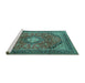 Sideview of Machine Washable Medallion Turquoise Traditional Area Rugs, wshtr2614turq