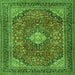 Serging Thickness of Medallion Green Traditional Rug, tr2614grn