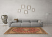 Machine Washable Medallion Brown Traditional Rug in a Living Room,, wshtr2614brn