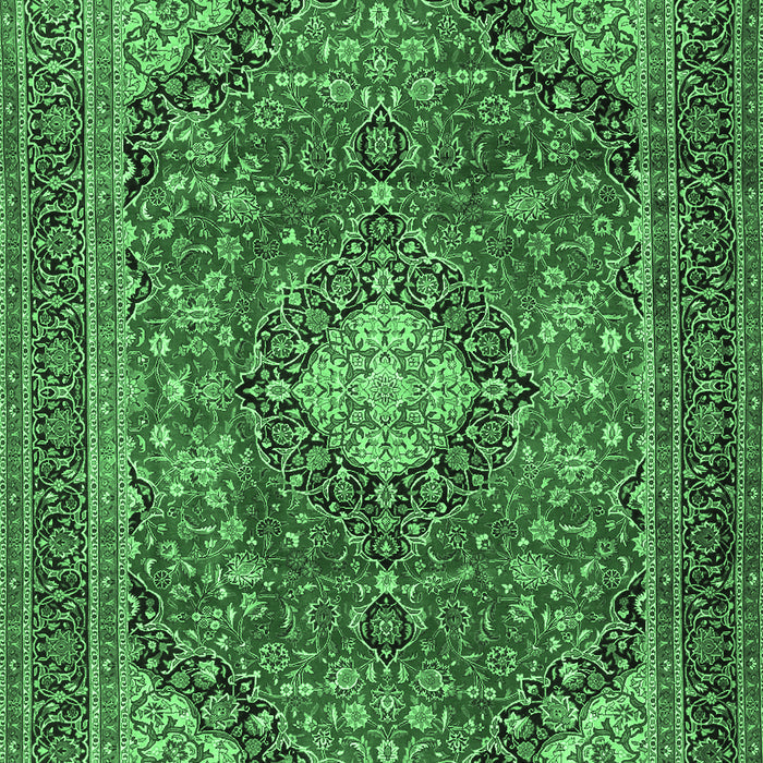 Medallion Emerald Green Traditional Rug, tr2614emgrn