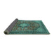 Sideview of Medallion Turquoise Traditional Rug, tr2614turq