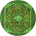 Square Medallion Green Traditional Rug, tr2614grn