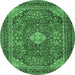 Round Medallion Emerald Green Traditional Rug, tr2614emgrn