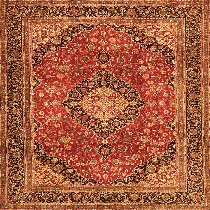 Serging Thickness of Medallion Orange Traditional Rug, tr2614org