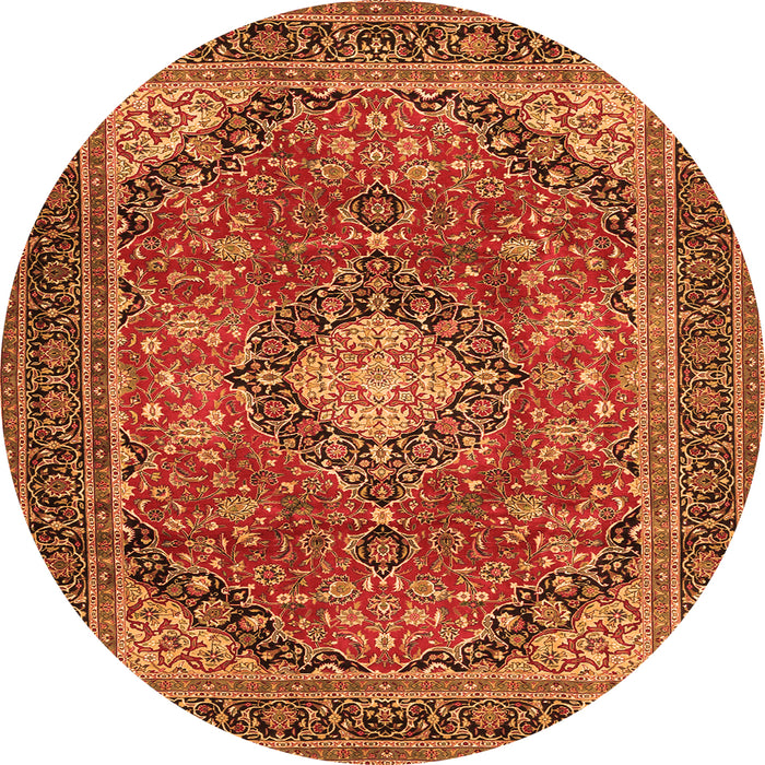 Machine Washable Medallion Orange Traditional Area Rugs, wshtr2614org