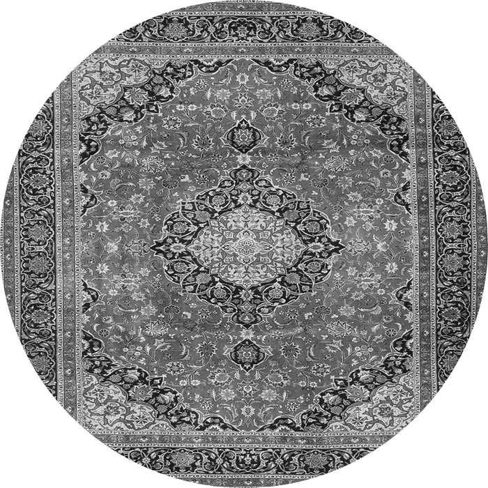 Machine Washable Medallion Gray Traditional Rug, wshtr2614gry