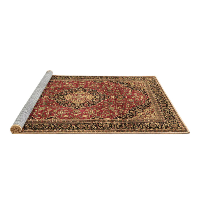 Sideview of Machine Washable Medallion Brown Traditional Rug, wshtr2614brn