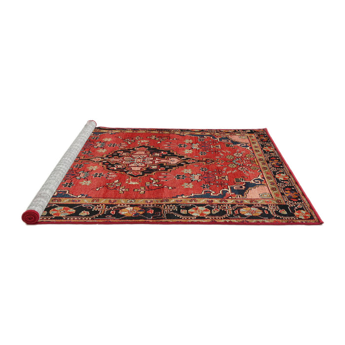 Sideview of Machine Washable Traditional Rust Pink Rug, wshtr2615
