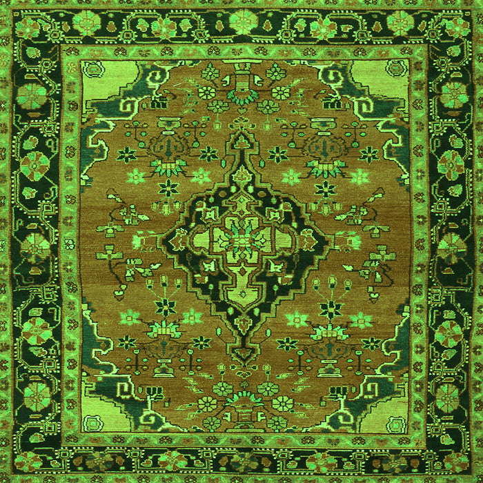 Round Machine Washable Persian Green Traditional Area Rugs, wshtr2615grn