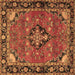 Square Machine Washable Persian Brown Traditional Rug, wshtr2615brn