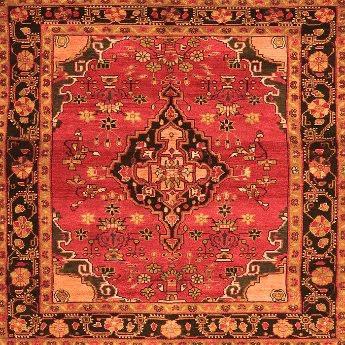 Round Machine Washable Persian Orange Traditional Area Rugs, wshtr2615org
