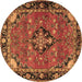 Round Persian Brown Traditional Rug, tr2615brn