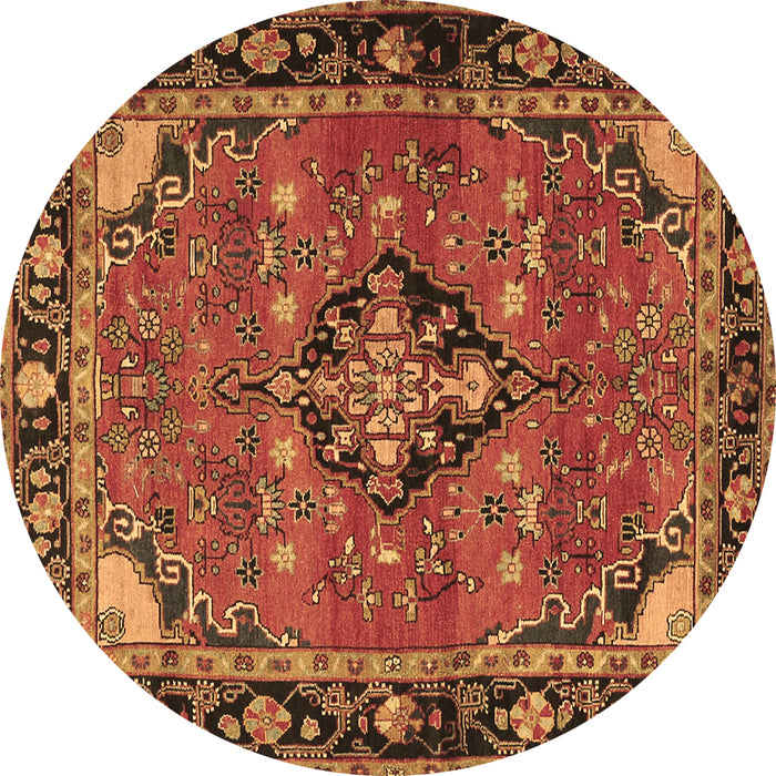 Round Machine Washable Persian Brown Traditional Rug, wshtr2615brn