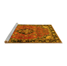 Sideview of Machine Washable Persian Yellow Traditional Rug, wshtr2615yw