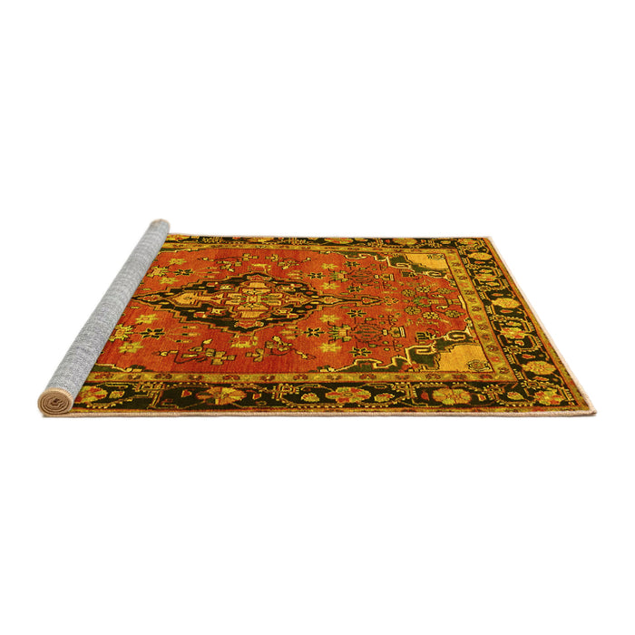 Sideview of Machine Washable Persian Yellow Traditional Rug, wshtr2615yw