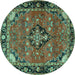 Round Persian Turquoise Traditional Rug, tr2615turq