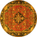 Round Persian Yellow Traditional Rug, tr2615yw